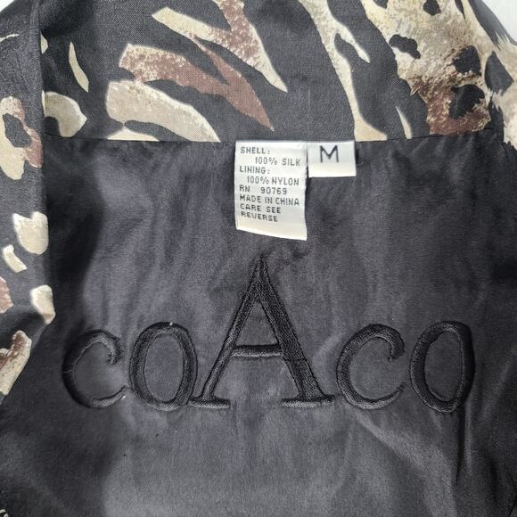 coAco Brown Tan Silk Big Jungle Cat Leopard Tiger Windbreaker Jacket Coat Medium - Picture 5 of 5